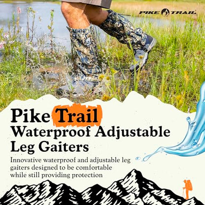 Pike Trail Adjustable Leg Gaiters - Lightweight, Waterproof - Leg Guards for Men & Women - Hiking Essentials Ideal for Hunting, Trekking & Fishing - 1 Pair - color: Black