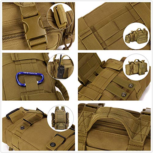 Utility 3P Military Tactical Duffle Waist Bags MOLLE Assault Shoulder Backpack Multifunction EDC Pouches Heavy Duty Fanny Packs (Desert camouflage) - color: Desert Camouflage