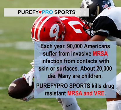 Purefypro Sports Equipment Disinfectant Spray - (4oz, 2pk) Kills 99.9999% MRSA, HIV, Athlete Foot Fungus, Virus and Fungi. No Rinse, No Residue. Sports Pads, Yoga Mats, Shoes, Boxing Gloves Euipment - size: 4 Fl Oz (Pack of 2)
