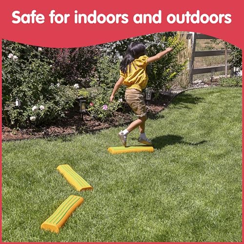 edxeducation Step-a-Trail | Logs | 3 Balance Beams | Ages 18m+ | Sturdy Plastic Obstacle Course for Kids | Indoor Outdoor Toys for Toddlers | Orange - style: Logs