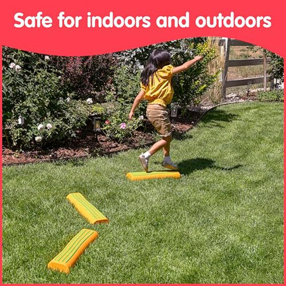 edxeducation Step-a-Trail | Logs | 3 Balance Beams | Ages 18m+ | Sturdy Plastic Obstacle Course for Kids | Indoor Outdoor Toys for Toddlers | Orange - style: Logs