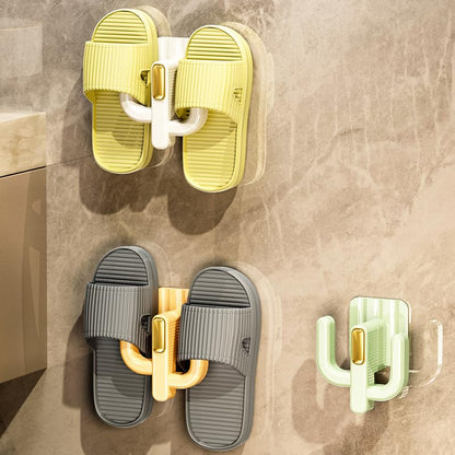 4 Pack Wall Mounted Shoe Rack - Premium Hanging Shoe Organizer Shelf with Sticky Hanging Mounts, Door Shoe Hangers with Hooks for Slippers Storage, White