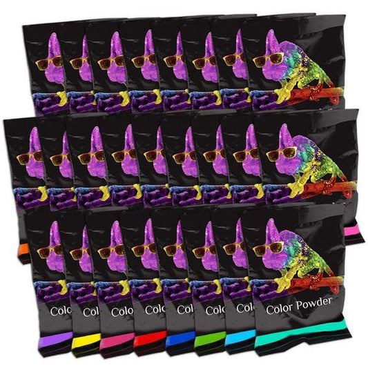 Chameleon Colors 70g Color Powder Packs - Great for Summer Camp, Holi Powder, Color Run, Photo Shoot, Holi War - 25 Pack - 10 Vibrant Rainbow Colors - Individual-Sized Bags - Non-Toxic, Gluten-Free - size: 25 Pack