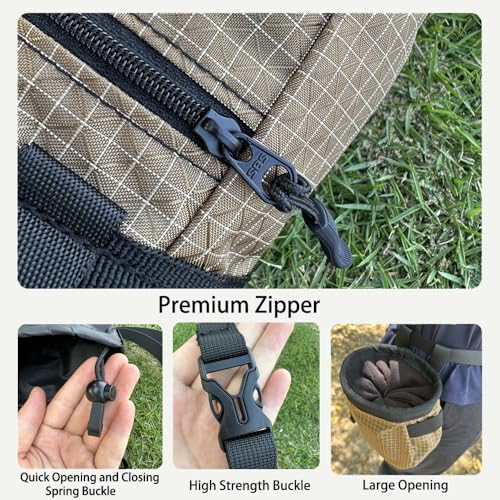 Rock Climbing Chalk Bag, 210D High-Tensile Polyethylene Durable Chalk Bag with Fleece Lining & Adjustable Belt, for Bouldering, Gym, Weightlifting - color: brown