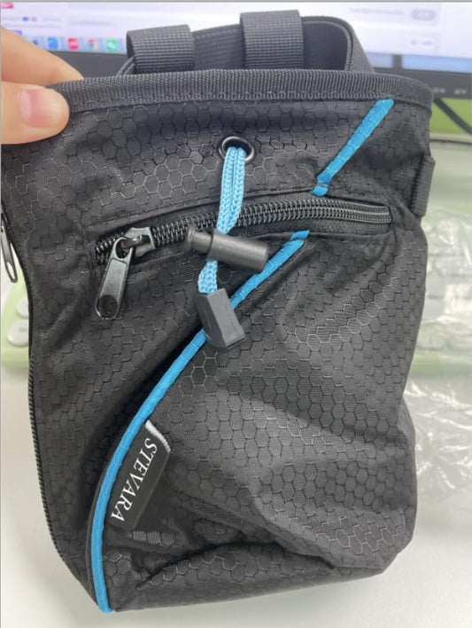 Chalk Bag for Rock Climbing with Quick-Clip Belt, Large Zippered Pockets & Brush Holder - Weight Lifting, Gym, Bouldering, Disc Golf, Wall Climbing Gear Accessories
