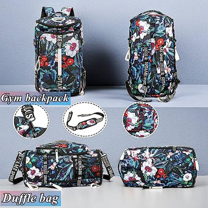 Gym Duffle Bag Backpack with Shoe Compartment,4 ways Travel Backpack for Women and Men,Multi-Functional Weekender bag with Waterproof Layer&Laptop Compartment for Fitness, Travel,Camping - color: Turquoise