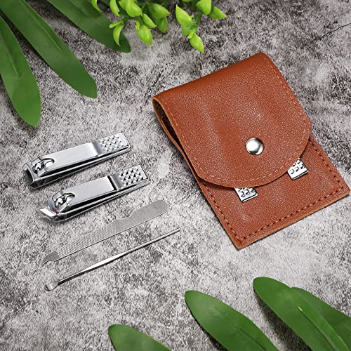 Lasnten 24 Set Valentine Manicure Set Bulk Nail Clippers Grooming Nail Kit Stainless Steel Professional Pedicure Tools Kit with Travel Case for Men Women Valentine's Day Gift(4 in 1,Brown) - color: Brown, size: 4 in 1