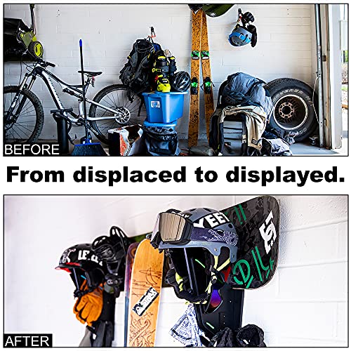 Garage Sports Equipment Organizer MADE IN USA | Multipurpose Equipment Home Storage | Vertical Drying Helmet Rack | Wall Mounted Organization Hanger | for Bike, Motorcycle, Ski, Snowboard, Camping Gear