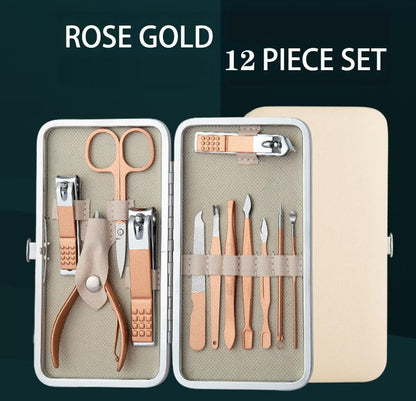 Nail Clipper Manicure Set, 12 in 1 Stainless Steel Professional Pedicure Kit Nail Scissors Grooming Kit with PU Leather Case for Travel & Home Use - size: 12 In 1