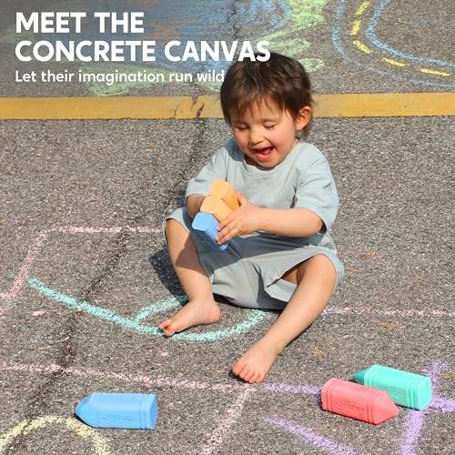 JOYIN 12 PCS Jumbo Sidewalk Chalk with 6 Colors, Washable Sidewalk Chalk for Kids, Non-Toxic School Supplies, Outdoor Games, Playground Accessories