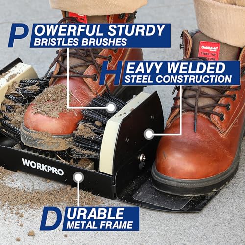WORKPRO Boot Brush Scraper Outdoor, Shoe Cleaner Brush, Boot Scrubber with Flaps, Heavy Duty Boot Cleaning Brush - style: wide