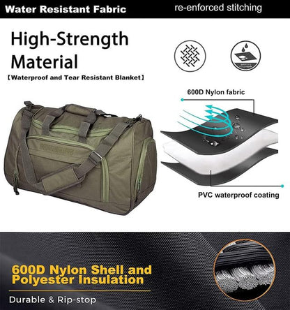Gym Bag for Women & Men Tactical Duffle Military Weekender Travel Work Out Bags Lightweight Waterproof Sports Tote Shoe Pocket - color: Green