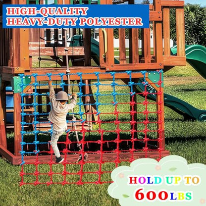Climbing Cargo Net, Polyester Playground Climbing Net, Heavy Duty Large Military Climbing Net for Kids Outdoor, Kids Safety Protection Net, Rope Ladder, Jungle Gyms, Swingset, Treehouse - size: 4ft x 8ft
