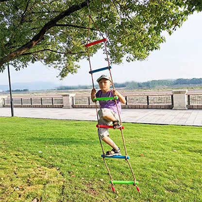 Climbing Rope Ladder Kids Tree Swing with Hanging Strap, Indoor and Outdoor Backyard Playground Play Swing Sets Climber Training Accessories Attachment