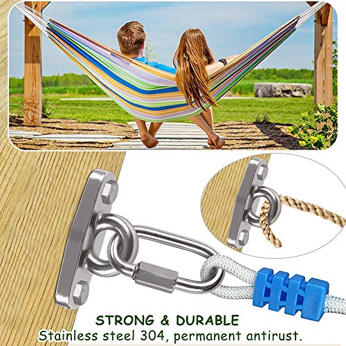 Of2 Heavy Swing Hangers Stainless Steel 304 Rust-Proof Playground Porch Yoga seat Hanger Swing Hammock Chair Suspension kit Indoor and Outdoor 2000 pounds Capacity 2 carabiners - color: Silver-2