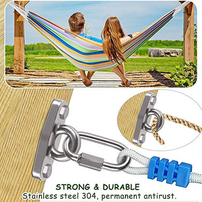 Of2 Heavy Swing Hangers Stainless Steel 304 Rust-Proof Playground Porch Yoga seat Hanger Swing Hammock Chair Suspension kit Indoor and Outdoor 2000 pounds Capacity 2 carabiners - color: Silver-2