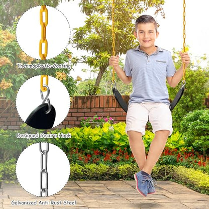 Sunnyglade 2PCS Swings Seats Heavy Duty with 66" Chain Support 250lb Black | Playground Outdoor Swing Seat Replacement with Snap Hooks, Coated Chains, Soft Eva Seat, Non-Slip Design & 250 Lb Capacity - color: Black