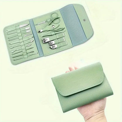 16pcs Nail Clippers Kit, Ultra Sharp Sturdy Fingernail Cutters, Professional Nail Clippers Pedicure Care Tools, Toenail Clipper Cutters for Men and Women Nail Trimmer,Luxury Gold Color,Matcha Green - color: Matcha Green