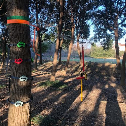 16pcs Tree Climbing Rocks Holds for Kids, 6 Ratchet Straps | 350lb, Non-Slip, Outdoor Obstacle Course Training Adventure Play, Ninja Accessories, Easy Install Hardware CPSC Approval - size: Rock Climbing