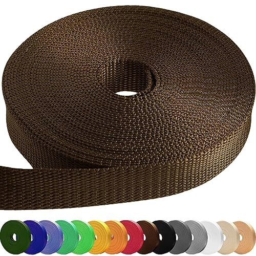 TECEUM Webbing Strap, 3/4" to 2", 10-50 Yds, Multi-Color Heavy Duty Tape | Polypropylene waterproof flat rope for outdoor DIY, sewing, camping, EDC gear, backpack repair and pet dog leashes. - color: Brown, size: 1.5"- 10 yards