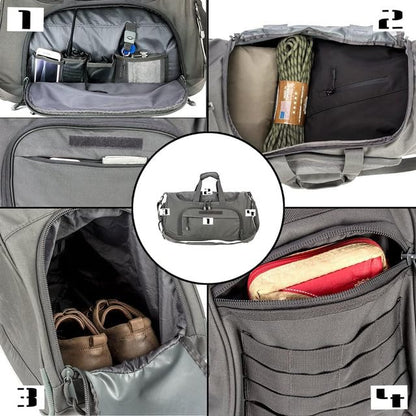 Gym Bag for Women & Men Tactical Duffle Military Weekender Travel Work Out Bags Lightweight Waterproof Sports Tote Shoe Pocket - color: Gray