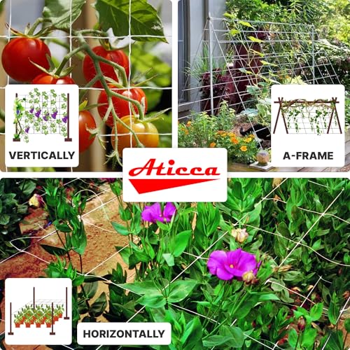 ATICCA Trellis Netting 6.5 x 350 ft Heavy Duty Polyester Plant Support Netting White - 6 Inch Garden Rope Trellis on Roll - Mesh Twine for Growing Vine Climbing Plants, Flowers, Peas, and Tomatoes. - size: 6.5x350ft Polyester Trellis Netting
