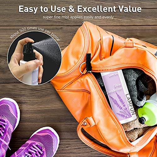 Shoe Odor Eliminator, LamFun Foot Shoe Deodorizer Spray, Natural Deodorant for Shoes, Feet, Sneakers, Work Boots, Air Freshener Spray, Lavender and Lemon