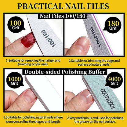 FANDAMEI Nail Care Set, Nail Files 100/180, Nail Buffer Block, Cuticle Tools, Nail Cuticle Nippers, Cuticle Trimmer, Cuticle Pusher, Manicure & Pedicure Kits, Toenail File, Yellow - color: L-yellow