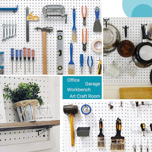 16 Pcs Pegboard Shelf Hooks, 6" Metal Peg Board Brackets Hooks Fits 1/4 Black Pegboard Organizer Accessories for Workbench, Garage, Craft Room, Retail Shop