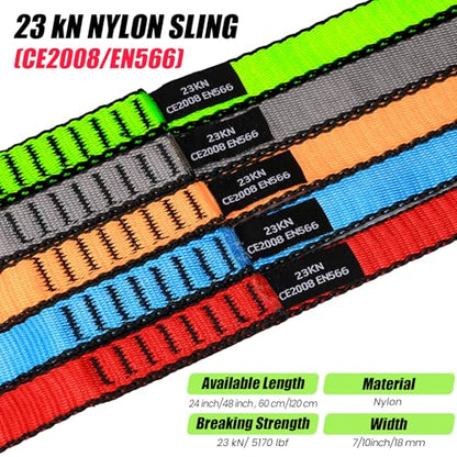 18MM Nylon Climbing Slings Runners 23 kN Strong Webbing Straps for Rock Climbing, Rappelling, Swing, Yoga Hammock etc - color: 2PCS Green, size: 48inch/120cm