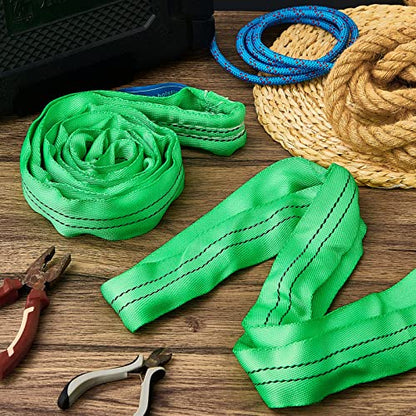 Fabbay 4 Pcs 9.8 Feet Heavy Duty Polyester Endless Loop Round Lift Slings Lifting Straps for Hoist Towing Moving Furniture Rigging Equipment, 5300 lb Vertical 4200 lb Choker 10600 Lbs Basket(Green) - color: Green, size: 9.8 Feet