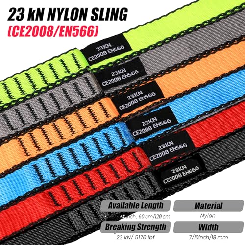 18MM Nylon Climbing Slings Runners 23 kN Strong Webbing Straps for Rock Climbing, Rappelling, Swing, Yoga Hammock etc - color: 1PC Black, size: 24inch/60cm