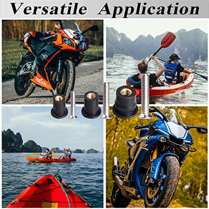 WEDAMER 90 Pairs M4 M5 M6 Neoprene Well Nuts with Stainless Steel Screw M5 Rubber Well Nuts Kayak Brass Copper Bolts Well Nut Kit for Kayak Motorcycle Boat Marine Windscreen Accessories (M4 M5 M6) - color: M4/M5/M6 Each 30 Pairs