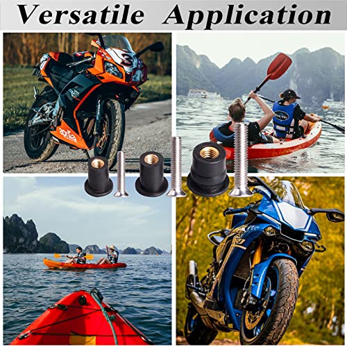 WEDAMER 45 Pairs M4 M5 M6 Neoprene Well Nuts with Stainless Steel Screw M5 Rubber Well Nuts Kayak Brass Copper Bolts Well Nut Kit for Kayak Motorcycle Boat Marine Windscreen Accessories (M4 M5 M6) - color: M4 M5 M6 each 15 Pairs