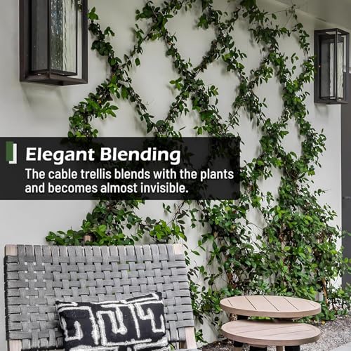 Wire Trellis Kit, 12-Set 5/64” Crosshead with Cutter & 53ft Cable | T316 Marine Grade Stainless Steel, Wall-Mounted Cable Trellis for Climbing Plants Outdoor, Garden Fence Espalier System - size: 12 Sets