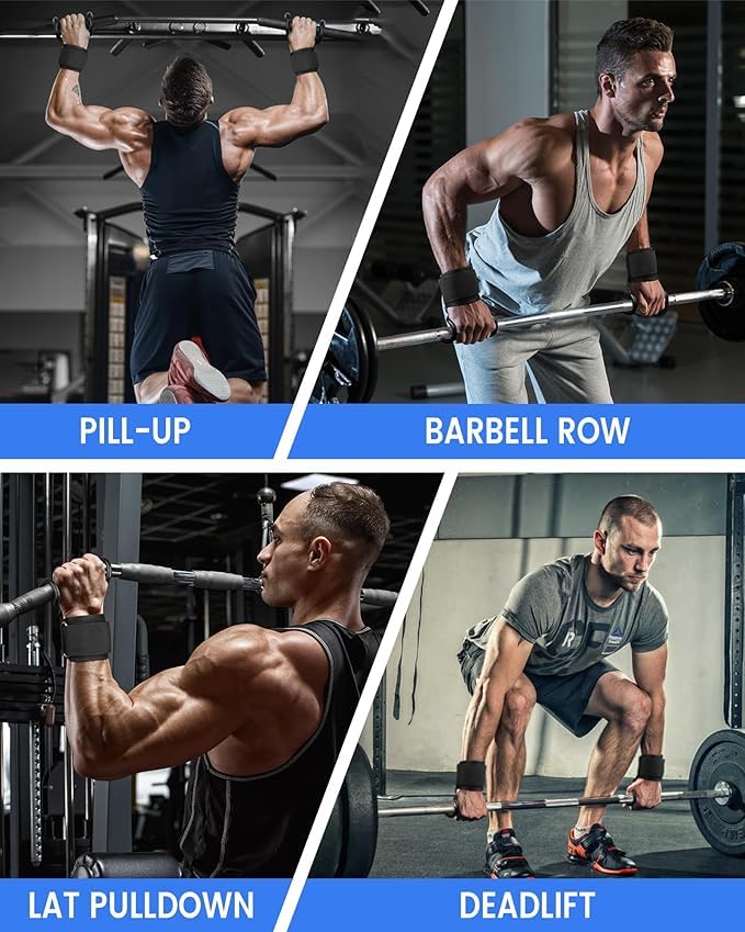 Gym Grips – A Pair of Weight Lifting Straps for Deadlifts, Barbell Rows, Pull-Ups & Strength Training | Powerlifting & Bodybuilding Workout Equipmen