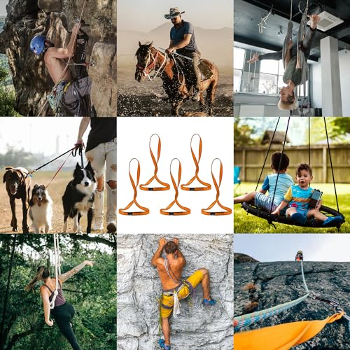 18MM Nylon Climbing Sling Runner 23KN CE2008/EN566 Rock Climbing Webbing Straps for Outdoor Climbing, Rappelling, Swing, Yoga Hammock etc - color: Orange|60cm/24inch|5PCS