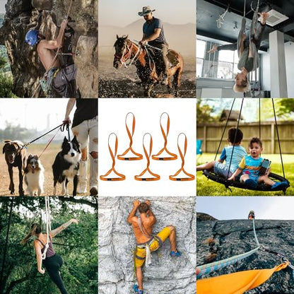 18MM Nylon Climbing Sling Runner 23KN CE2008/EN566 Rock Climbing Webbing Straps for Outdoor Climbing, Rappelling, Swing, Yoga Hammock etc - color: Orange|60cm/24inch|5PCS