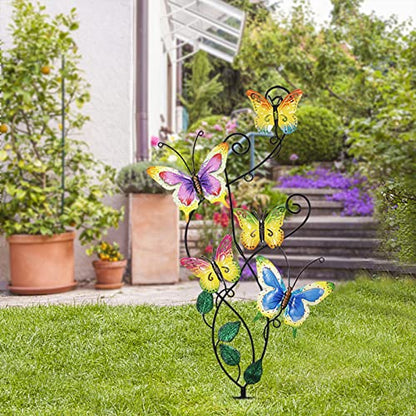 Juegoal 28 Inch Butterfly Garden Stake Decor Metal Wall Art Decoration, Mothers Day Ideal Gifts for Mom, Yard Outdoor Ornaments - style: Butterfly