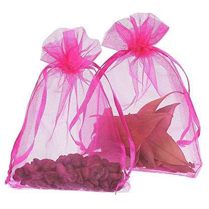 Boshen 100/200PCS Organza Gift Candy Sheer Bags Mesh Jewelry Pouches Drawstring Bulk for Wedding Party Favors Christmas (5" X 7"(200PCS), Hot Pink) - color: Hot Pink-5" X 7"(200PCS)