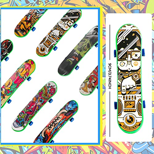 Sosation 18 Pcs Mini Finger Skateboard Valentine Party Gift Favors Mini Skateboards Novelty Fingerboard Decorations Fingertips Movement Finger Gift(Cool Style)