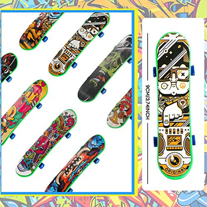 Sosation 18 Pcs Mini Finger Skateboard Valentine Party Gift Favors Mini Skateboards Novelty Fingerboard Decorations Fingertips Movement Finger Gift(Cool Style)