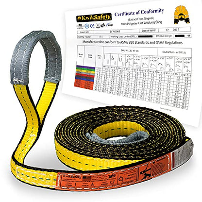 KwikSafety - Charlotte, NC - Mighty Sumo 1”x 16’ Poly Web Sling Lifting Strap Construction ASME OSHA / 3200lbs Vertical 2550lbs Choker 6400lbs Basket/Rigging Moving Towing Hoisting Gear - size: 1"x16' | 3200 lbs