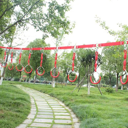 Backyard Ninja Ring Hang Gymnastic Fist Swing Monkey Bar Playground Equipment Climbing Attachment Playground Play Set, 8 Red Obstacle Course Fit Rings Jungle Gym Slackline Warrior Training Equipment - color: Red, size: 8 Pack