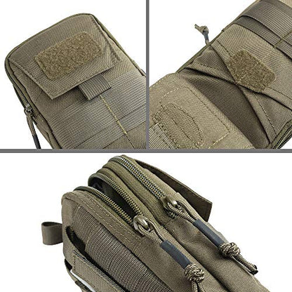 EXCELLENT ELITE SPANKER Tactical Molle EDC Pouch with Cellphone Pouch | Molle admin pouch,molle utility pouch,tool pouch,Organizer Nylon Belt Waist Bag - color: Ranger Green