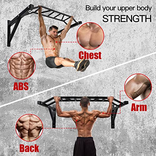 Wall Mounted Pull Up Bar Multifunctional Chin Up bar for Home Gym | Heavy Duty Multifunctional,Power Tower Set,Training Equipment Fitness Dip Stand,Supports to 440 Lbs - color: Multi Grip Pull Up Bar