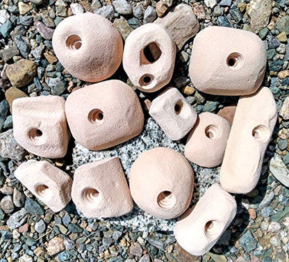12 Pack Large Polyurethane Bolt-On Rock Climbing Wall Hand Holds - color: tan