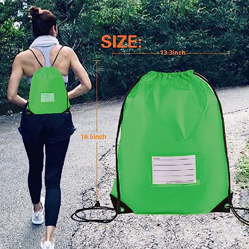 20 Pcs Drawstring Bags,Bulk Draw String Backpack, DIY Gym Sports Cinch Bag Sackpack for Women Men, Green - color: Green