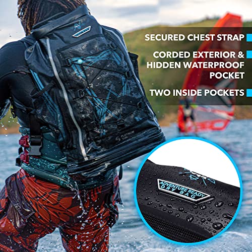 Platinum Sun Dry Bag Backpack Waterproof 40L Heavy Duty Roll-Top beach bag with Compartment for Dirty Stuff for Travel, Hiking, Boating