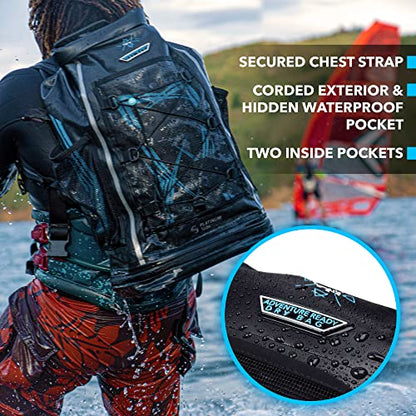 Platinum Sun Dry Bag Backpack Waterproof 40L Heavy Duty Roll-Top beach bag with Compartment for Dirty Stuff for Travel, Hiking, Boating